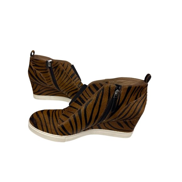 Linea Paolo Women's Wedge Bootie Sneaker Calf Hair Tiger Stripe Zip Size 12 NEW - Picture 9 of 12